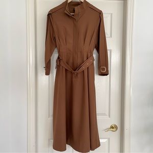 LONG SLEEVES BELTED MIDI DRESS